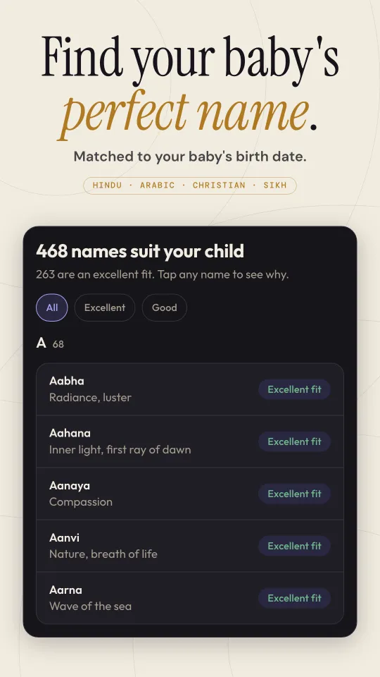 Baby name suggestions matched to a birth date